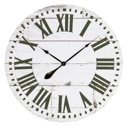 Lisette round French Country Shiplap Farmhouse Wall Clock