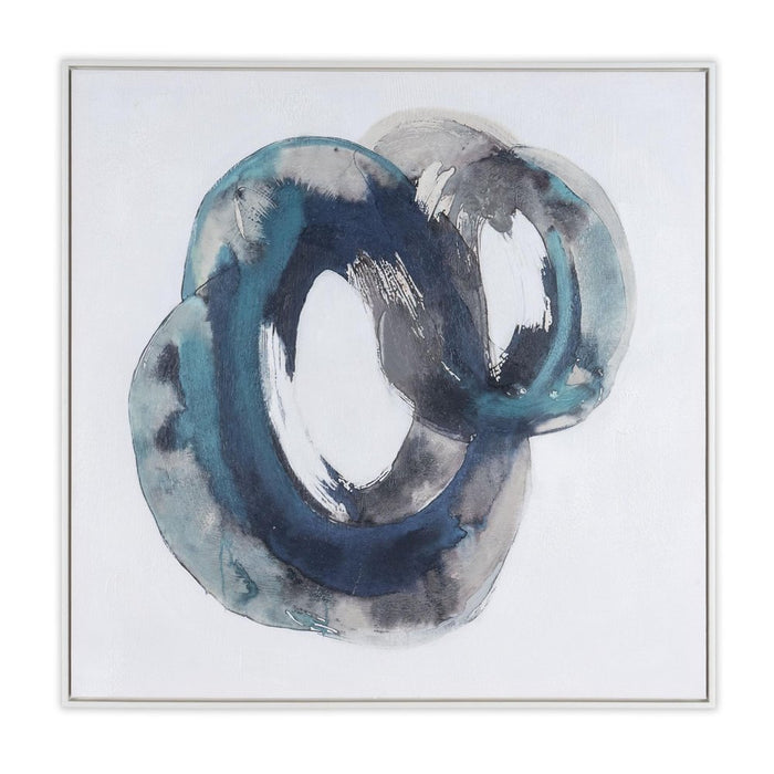 Ripples in Time Hand Painted White Floater Frame Wall Art