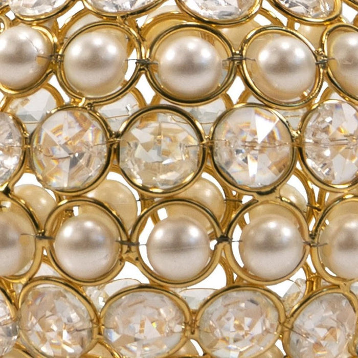 Set of Two Gold And Pearl Faux Crystal And Metal Decorative Orbs