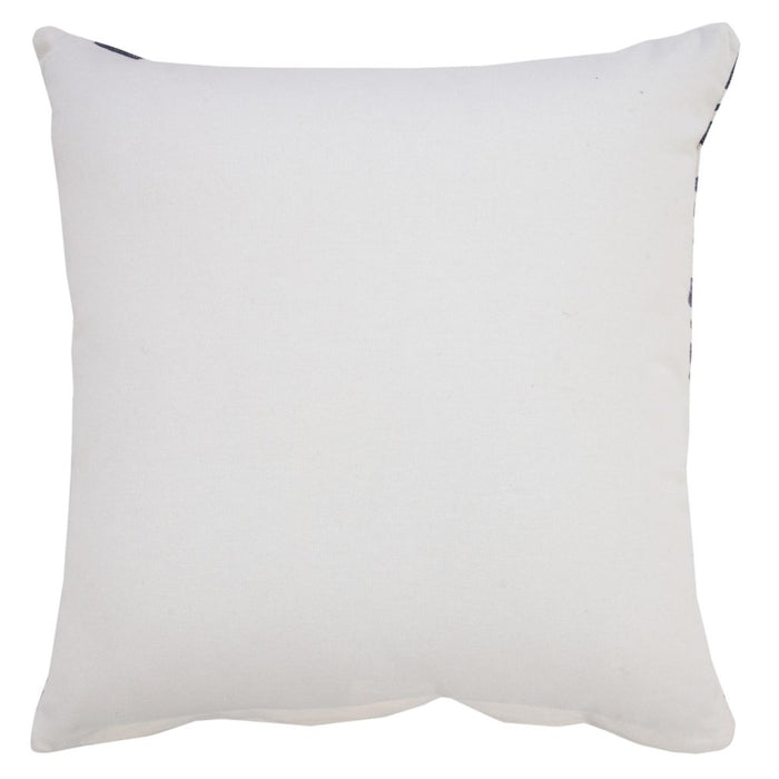 Set of Two 20" Navy Blue And Beige Geometric Cotton Throw Pillows