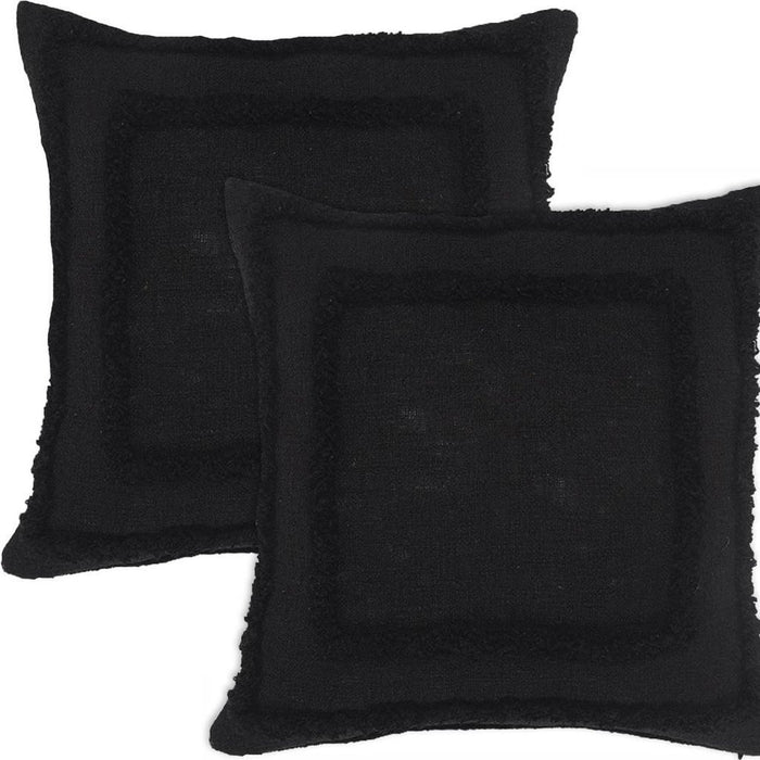 Set of Two 20" Black Geometric Cotton Throw Pillows