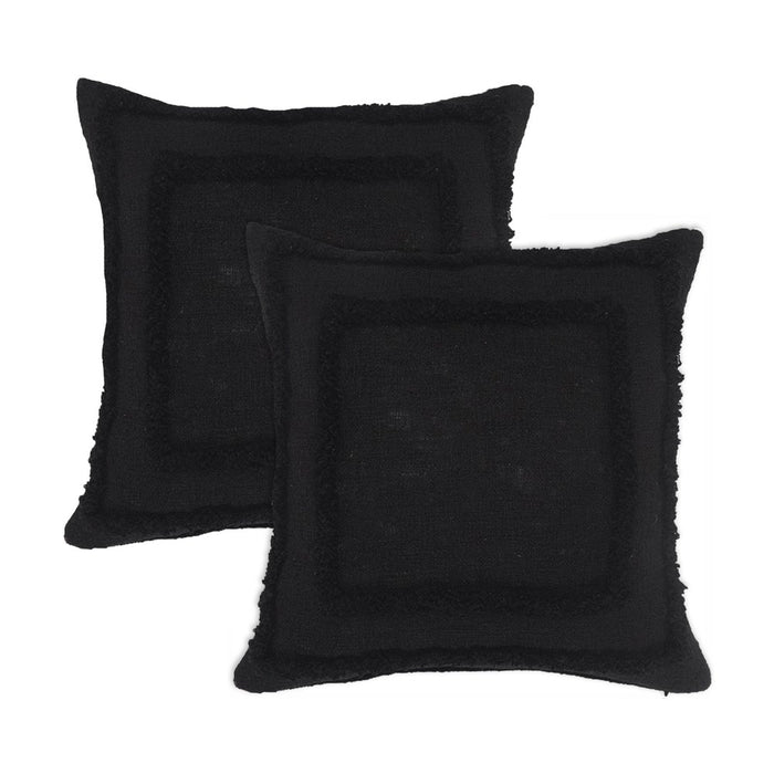 Set of Two 20" Black Geometric Cotton Throw Pillows