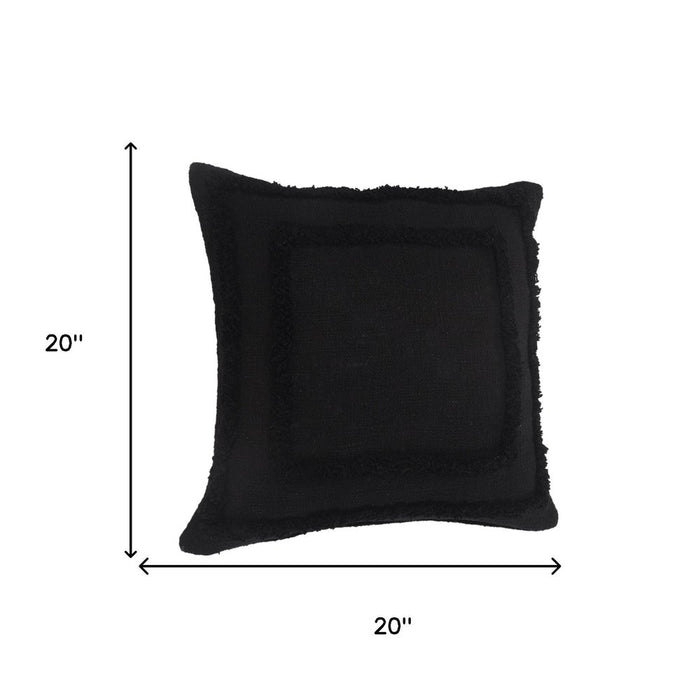 Set of Two 20" Black Geometric Cotton Throw Pillows