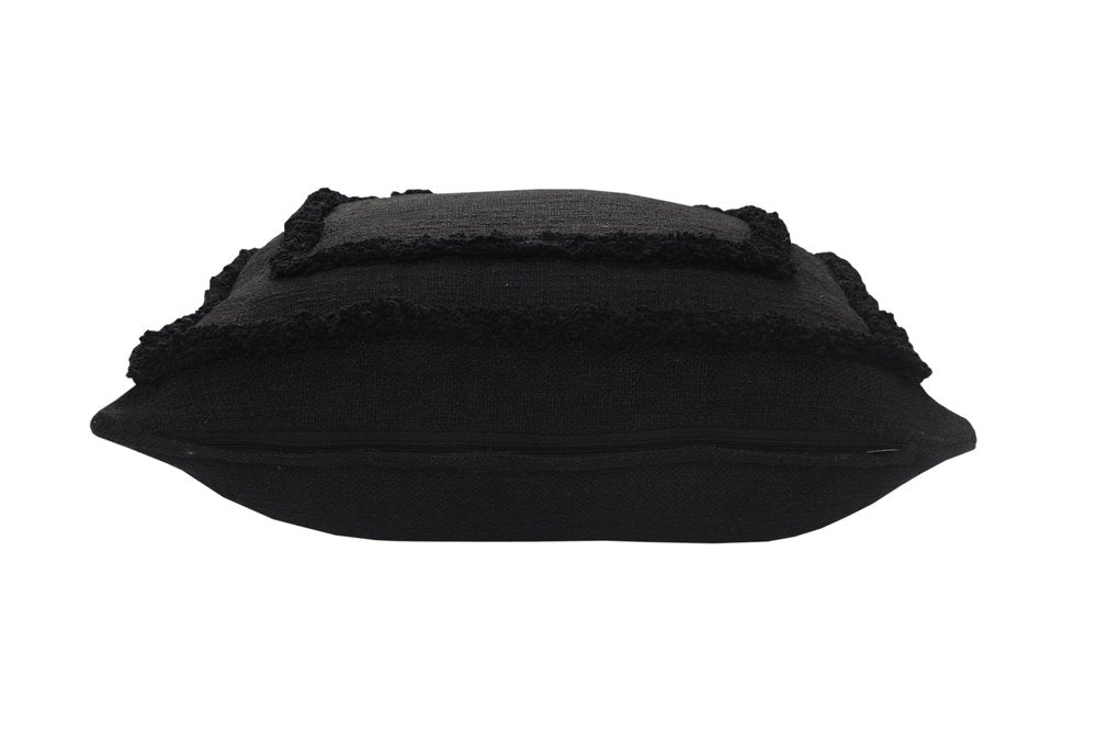 Set of Two 20" Black Geometric Cotton Throw Pillows