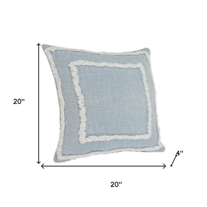 Set of Two 20" Blue And White Geometric Cotton Throw Pillows