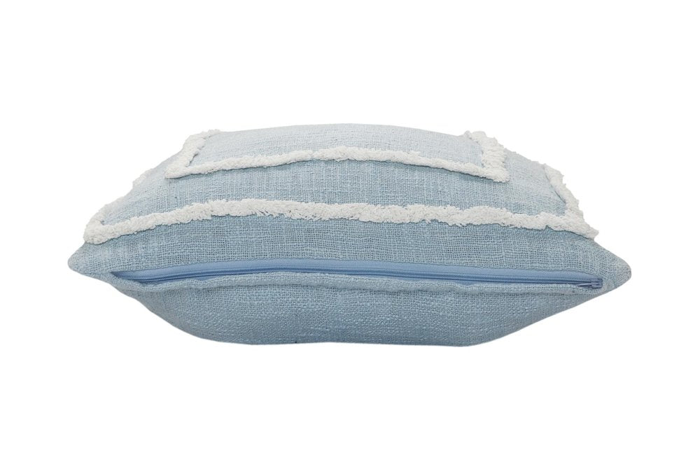 Set of Two 20" Blue And White Geometric Cotton Throw Pillows