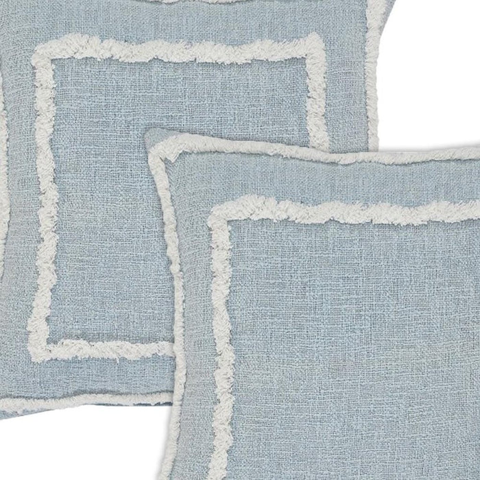 Set of Two 20" Blue And White Geometric Cotton Throw Pillows