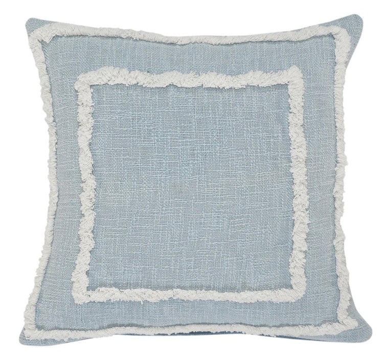 Set of Two 20" Blue And White Geometric Cotton Throw Pillows