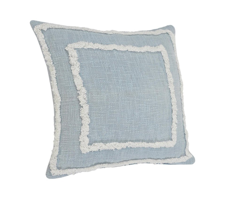 Set of Two 20" Blue And White Geometric Cotton Throw Pillows