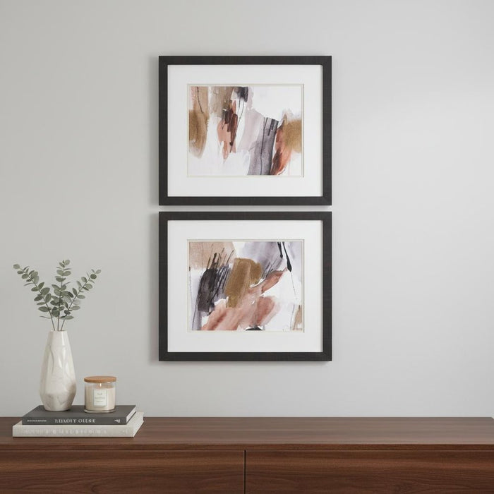 Set Of Two Antique Gold A Dark Brown Framed Wall Art