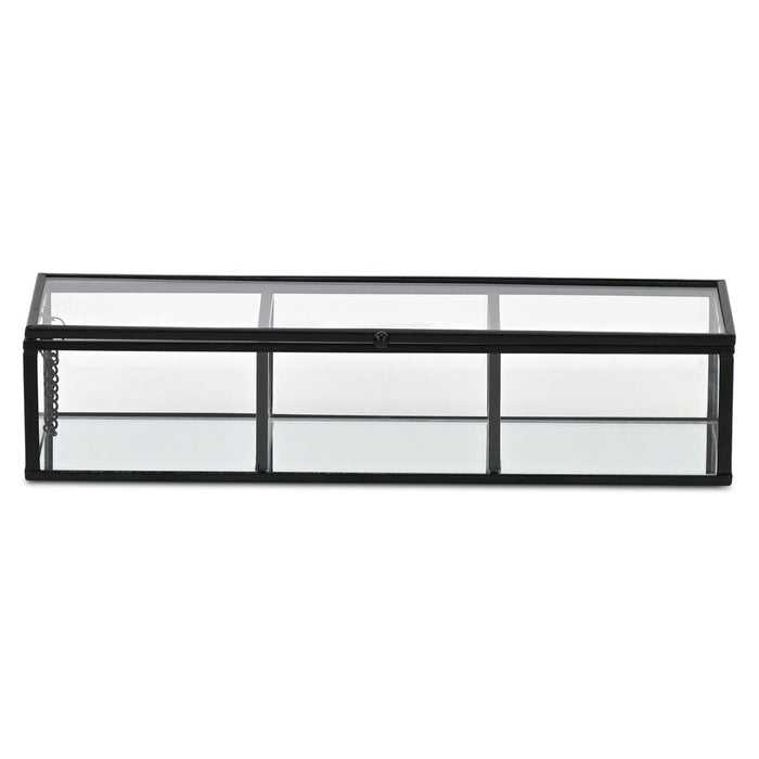 2" Black Glass Hand Painted Decorative Box