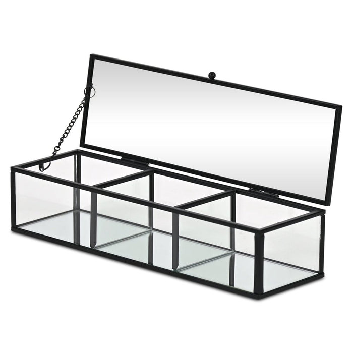 2" Black Glass Hand Painted Decorative Box