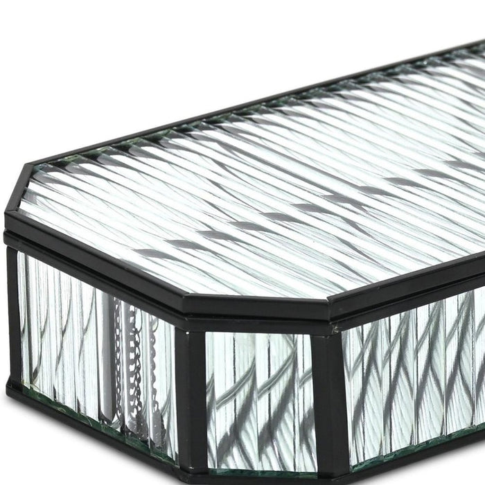 2" Black Glass Hand Painted Decorative Box