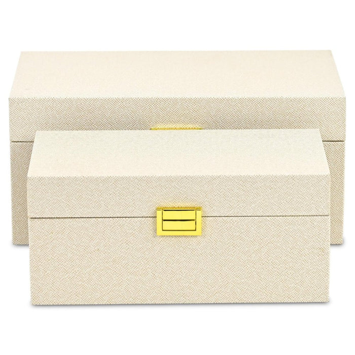 Set of Two Gold Wood Hand Painted Decorative Box