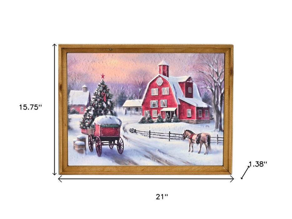 Eirlys Holiday Town Wall Art Brown Framed Wall Art