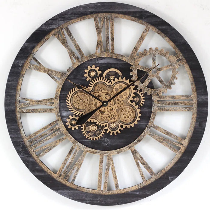 Wall Clock 36'' Oversized for Living Room with Real Moving Gears