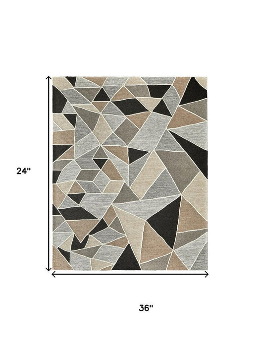 Geometric patterned rug with dimensions 60" x 96" on a white background