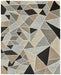 Geometric triangle pattern rug with brown, black, and gray colors