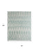 Rug with geometric pattern and dimensions on a white background