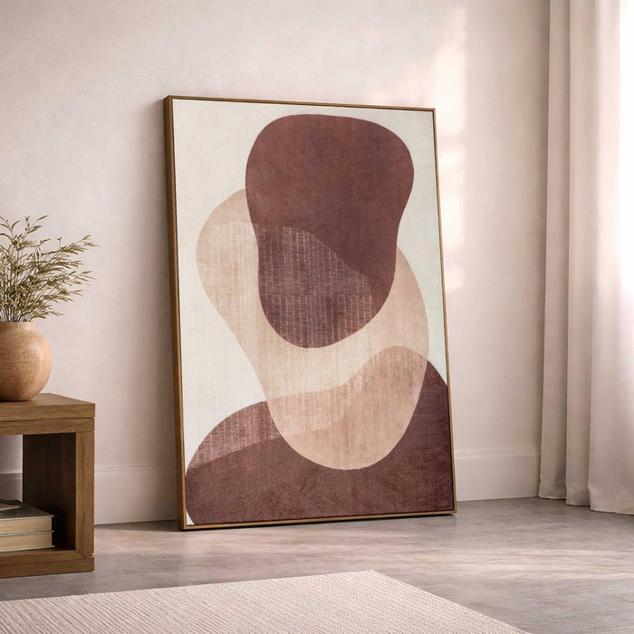 Earthen Strata II Hand Painted Dark Brown Floater Frame Wall Art