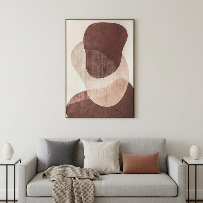 Earthen Strata II Hand Painted Dark Brown Floater Frame Wall Art