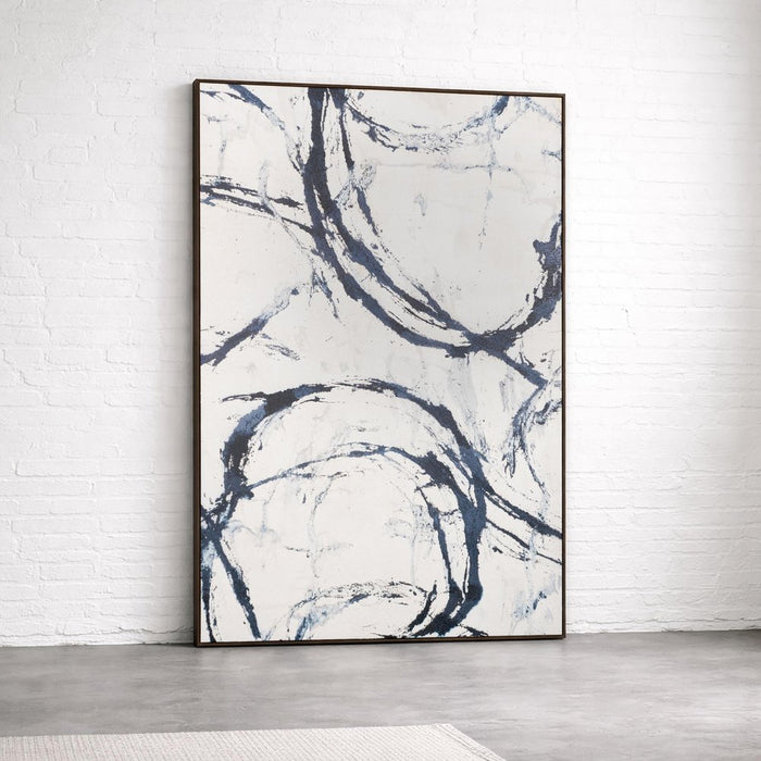 Elemental Rhythm Hand Painted Light Brown Floater Frame Wall Art