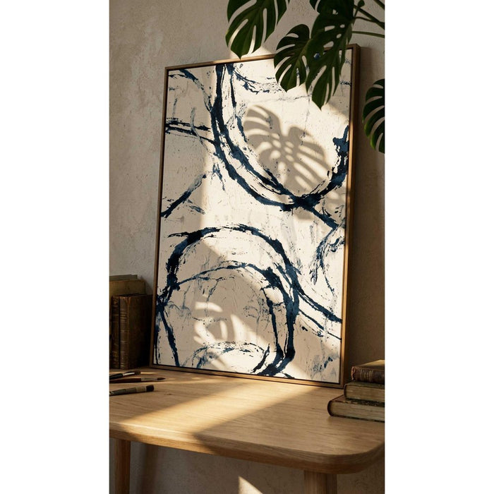 Elemental Rhythm Hand Painted Light Brown Floater Frame Wall Art