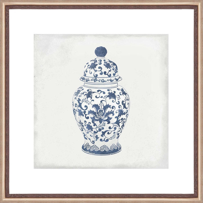 Ceramic Bloom I Hand Painted Light Brown Shadowbox Wall Art