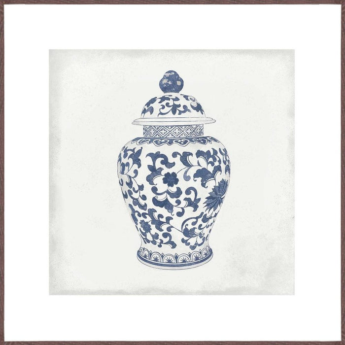 Ceramic Bloom II Hand Painted Light Brown Shadowbox Wall Art
