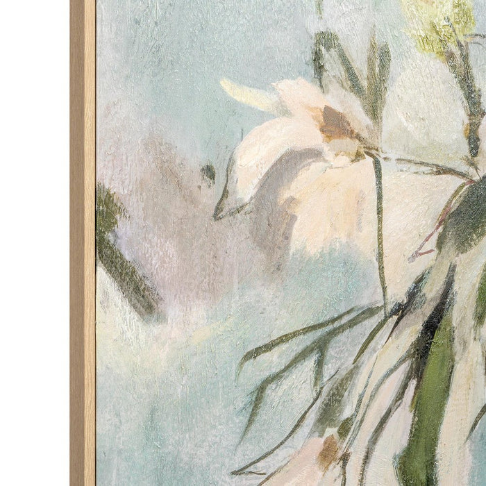 Floral Dance Hand Painted Light Brown Floater Frame Wall Art