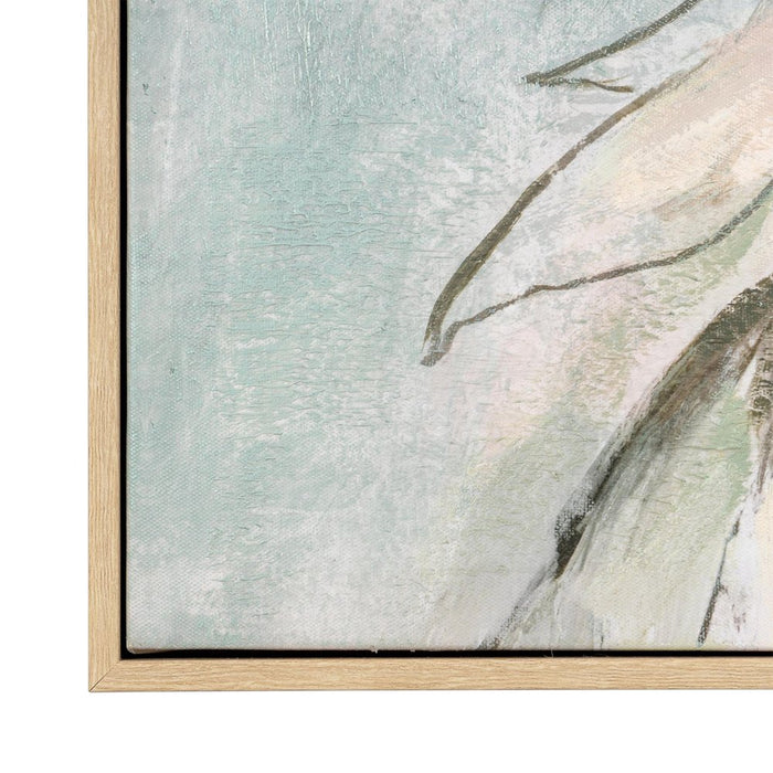 Floral Dance Hand Painted Light Brown Floater Frame Wall Art
