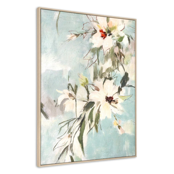 Floral Dance Hand Painted Light Brown Floater Frame Wall Art