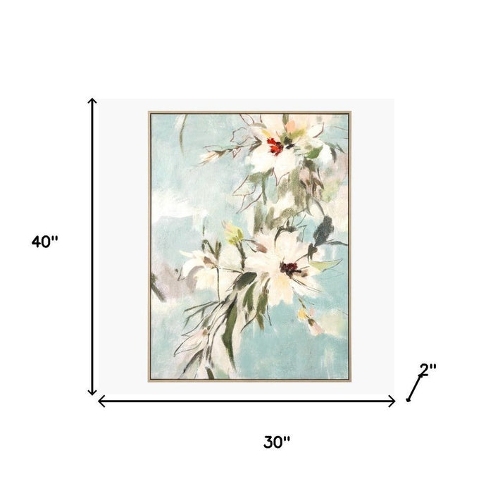 Floral Dance Hand Painted Light Brown Floater Frame Wall Art
