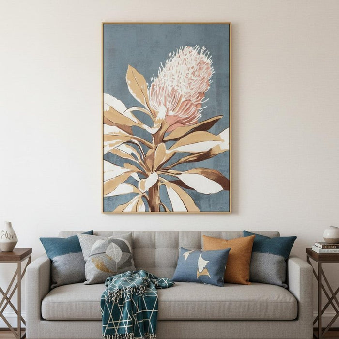 Floral Impression Hand Painted Light Brown Floater Frame Wall Art