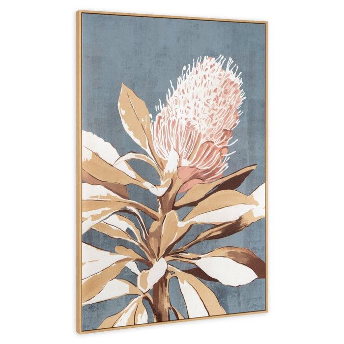 Floral Impression Hand Painted Light Brown Floater Frame Wall Art