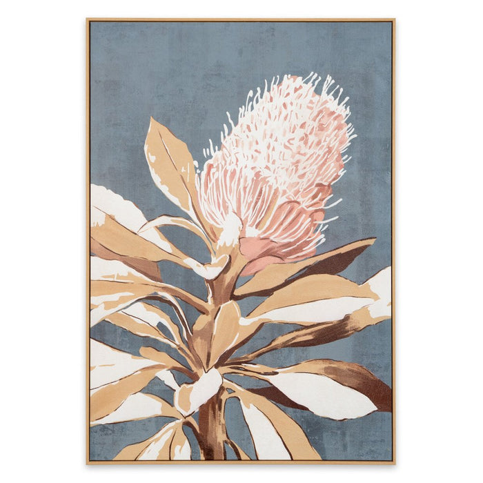 Floral Impression Hand Painted Light Brown Floater Frame Wall Art