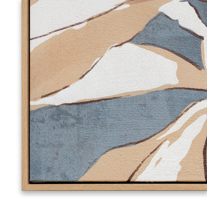 Floral Impression Hand Painted Light Brown Floater Frame Wall Art