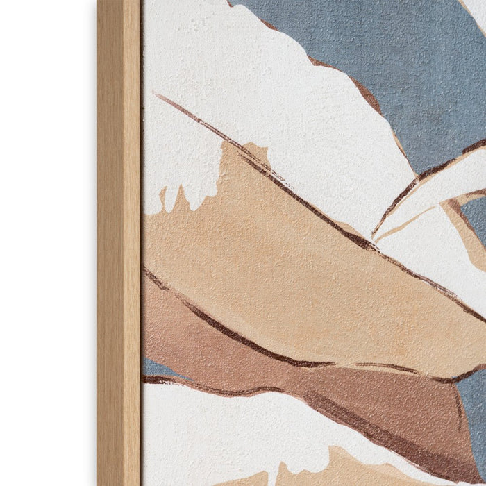 Floral Impression Hand Painted Light Brown Floater Frame Wall Art