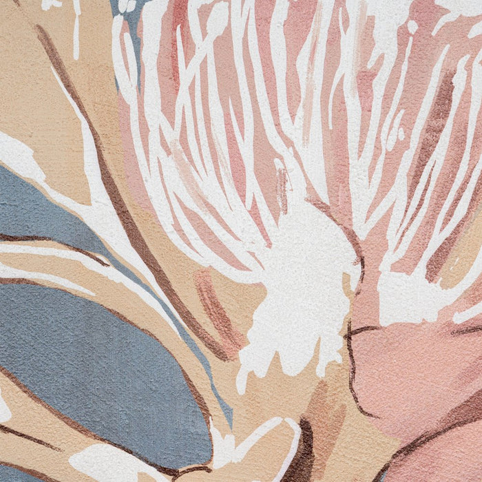 Floral Impression Hand Painted Light Brown Floater Frame Wall Art