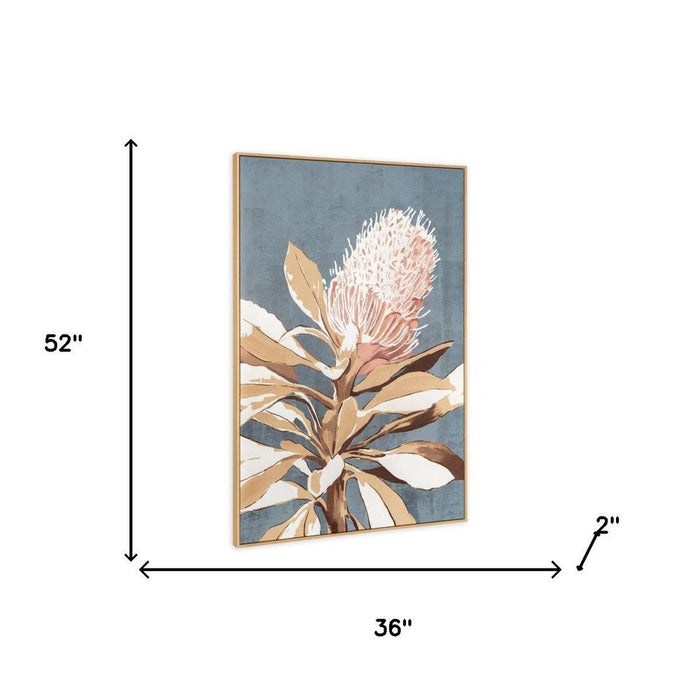 Floral Impression Hand Painted Light Brown Floater Frame Wall Art