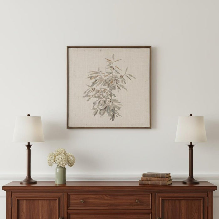 Botanical Whisper I Hand Painted Dark Brown Floater Frame Wall Art