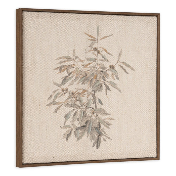 Botanical Whisper I Hand Painted Dark Brown Floater Frame Wall Art