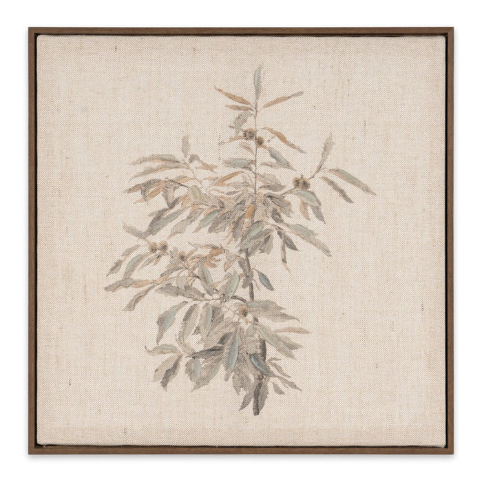 Botanical Whisper I Hand Painted Dark Brown Floater Frame Wall Art