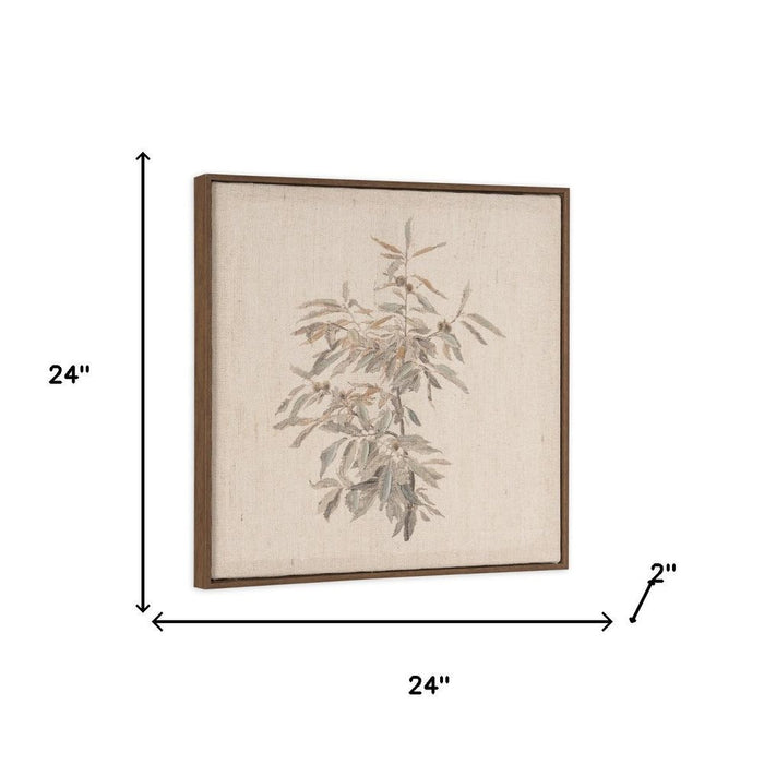 Botanical Whisper I Hand Painted Dark Brown Floater Frame Wall Art