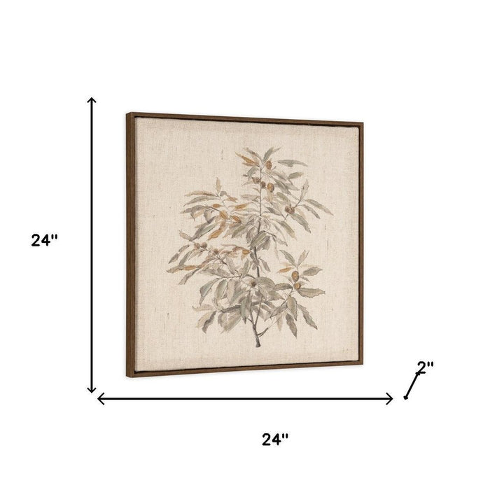 Botanical Whisper II Hand Painted Dark Brown Floater Frame Wall Art