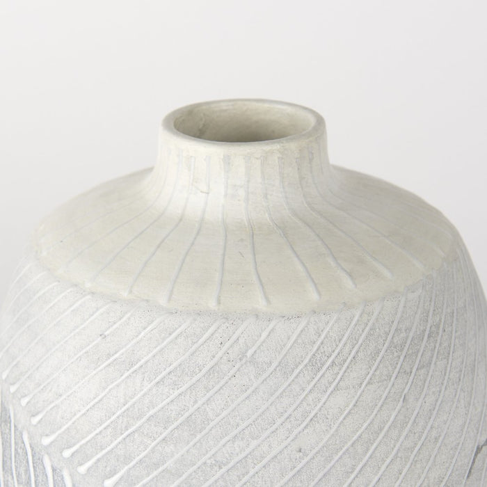 10" Gray And White Ombre Ceramic Round Table Vase