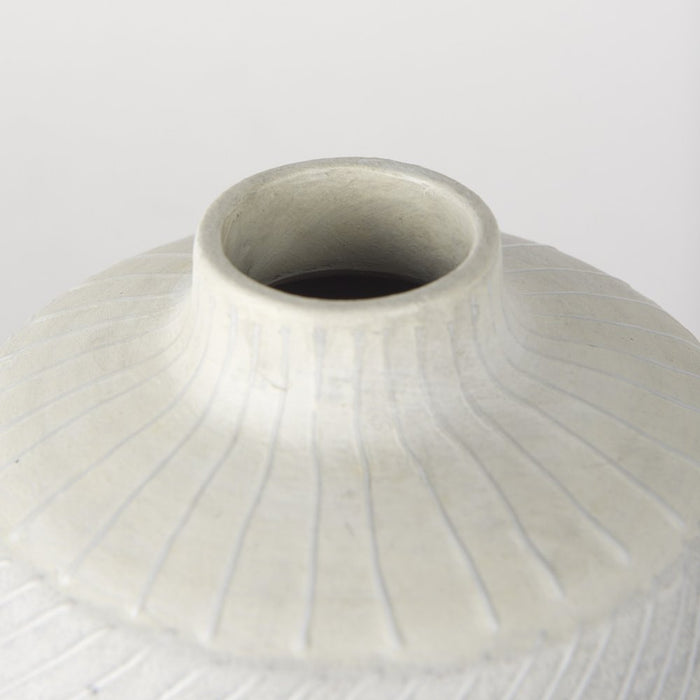 10" Gray And White Ombre Ceramic Round Table Vase