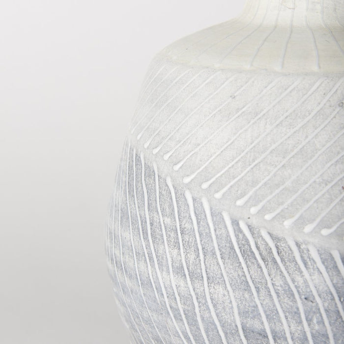 10" Gray And White Ombre Ceramic Round Table Vase