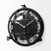 Black wall clock with transparent design on a white background