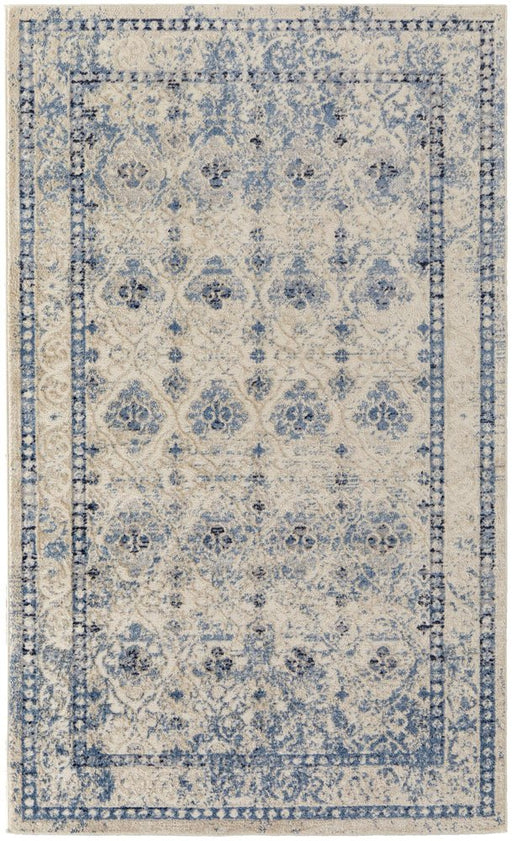Decorative rug with blue and beige pattern